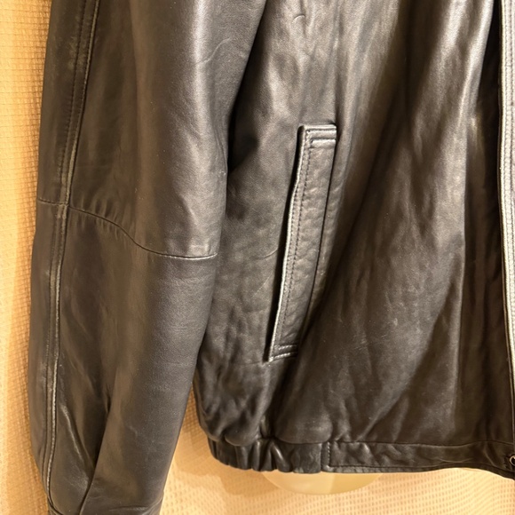 Clairborne Lamb Black Leather Bomber Jacket Men's L - Picture 5 of 16